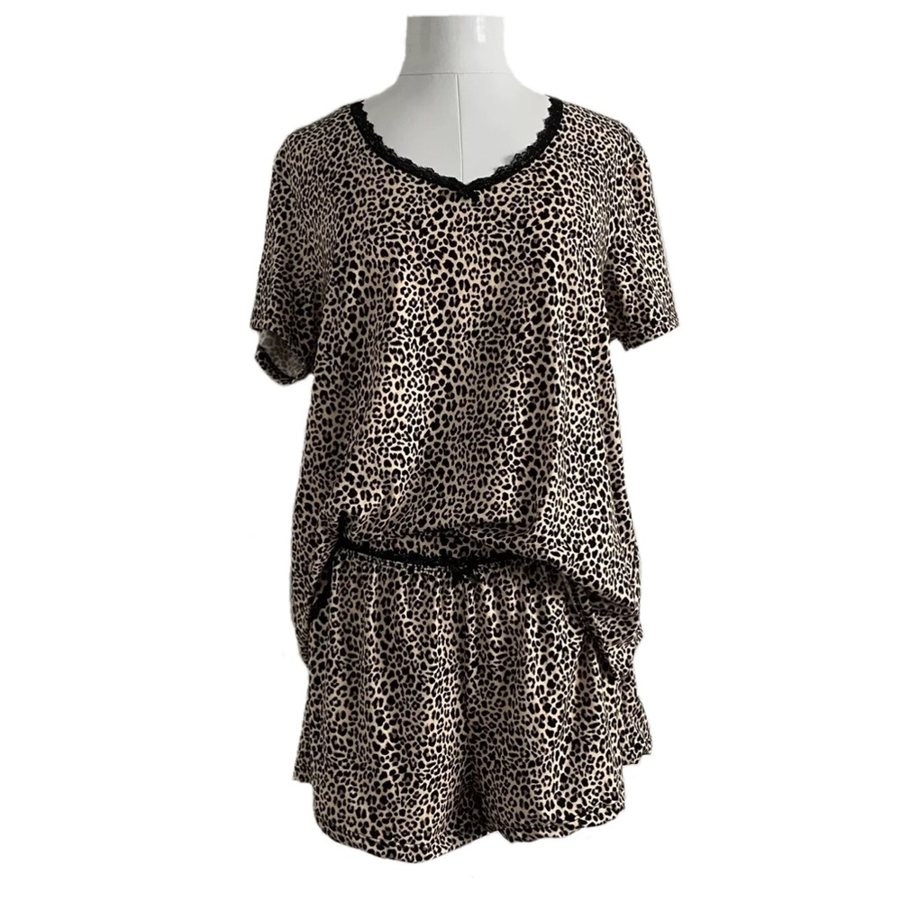 Rene Rofe Super Soft PJ Set Shorts Leopard Lounge